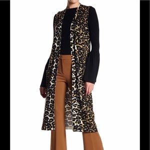 Catherine Malandrino Animal Print Duster Vest Med